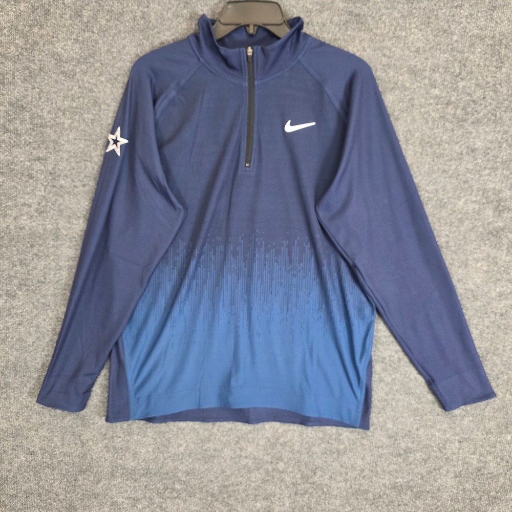 Nike Tour Dri-Fit ADV 1/4 Zip Mens M Blue Dallas Cowboys Training Golf Pullover